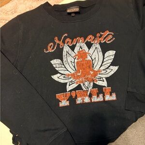 Shyanne Black Top with Orange and White Design